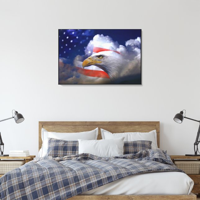 Impressão Em Tela Bald Eagle 4 De Julho Embalado (Insitu(Quarto))