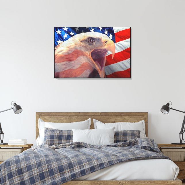 Impressão Em Tela Bald Eagle 4 De Julho Embalado (Insitu(Quarto))