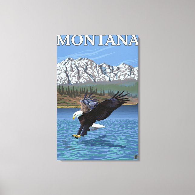 Impressão Em Tela Bald Eagle Diving - Montana (Frente)