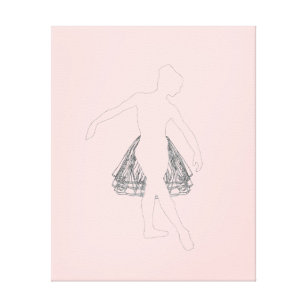 Impressão Em Tela Balé Dancer Pastel Pink Sketch Art Girls Room