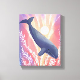 Impressão Em Tela Baleia Azul | Tons Oceânicos Animal Aquarela