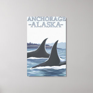 Impressão Em Tela Baleias #1 da orca - Anchorage, Alaska