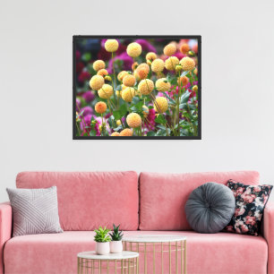 Impressão Em Tela Ball Dahlias Floral Amarelo