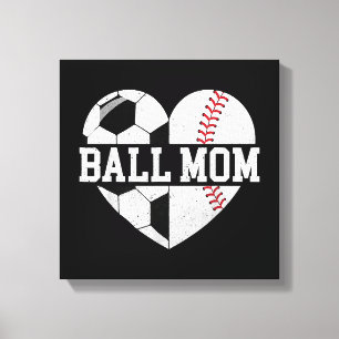 Impressão Em Tela Ball Mãe Camisa Coração Engraçado Baseball Soccer 