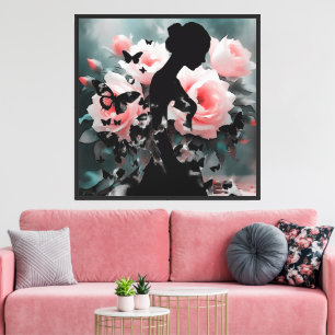 Impressão Em Tela Ballerina Borboletas Emergentes Linda Floral
