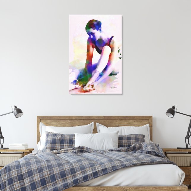 Impressão Em Tela Ballerina, Rosa, Aquarela Arte Contemporânea (Insitu(Quarto))
