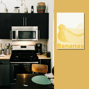 Impressão Em Tela Bananas Estilizadas Amarelo-Branco Parede Cozinha