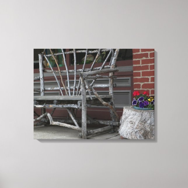 Impressão Em Tela Banco de Banco e Flores Rustic Tree Branch Limb (Frente)