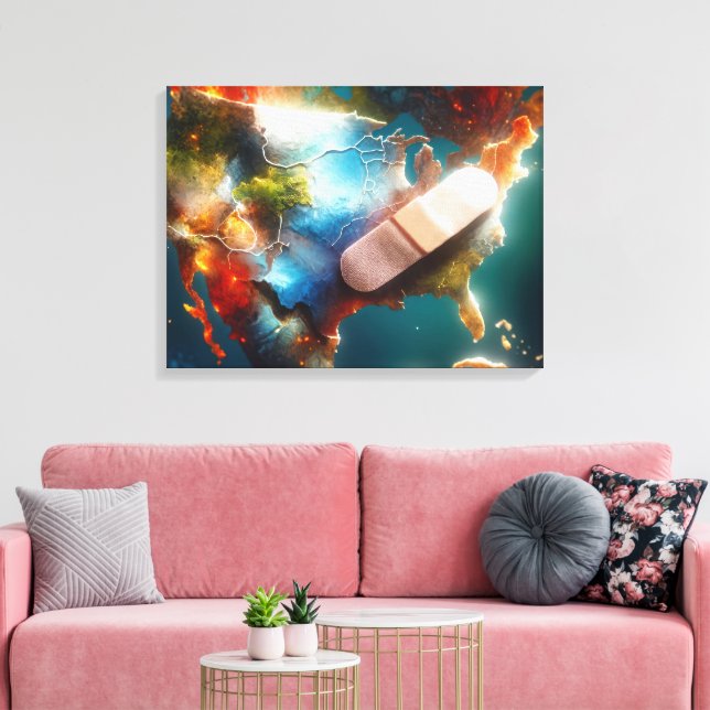 Impressão Em Tela Bandage em um mapa dos EUA (Insitu(Sala de estar))