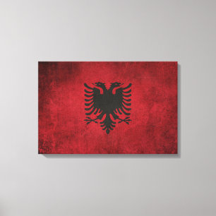 Impressão Em Tela Bandeira afligida vintage de Albânia