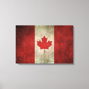 Impressão Em Tela Bandeira afligida vintage de Canadá