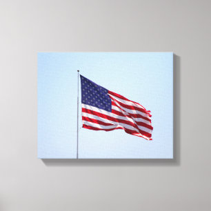 Impressão Em Tela Bandeira Americana a Balançar no Céu 11x14