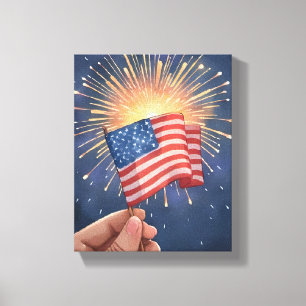 Impressão Em Tela Bandeira Americana Patriótica