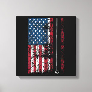 Impressão Em Tela Bandeira Americana Taco de Bilhar Jogo de Mesa Div