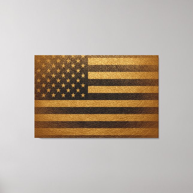 Impressão Em Tela Bandeira Americana Vintage Leather #2 (Frente)