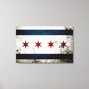 Impressão Em Tela Bandeira Black Grunge Chicago
