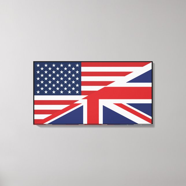 Impressão Em Tela Bandeira Combinada Americana - Britânica (Frente)