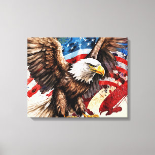 Impressão Em Tela bandeira da águia americana
