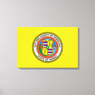 Impressão Em Tela Bandeira de Honolulu (Havaí)