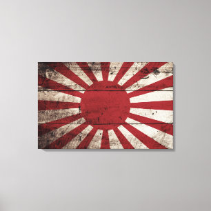 Impressão Em Tela Bandeira de Sun de ascensão de Japão na grão de