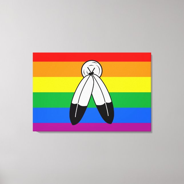 Impressão Em Tela Bandeira do Orgulho LGBTQ+ com Duas Espírito (Frente)