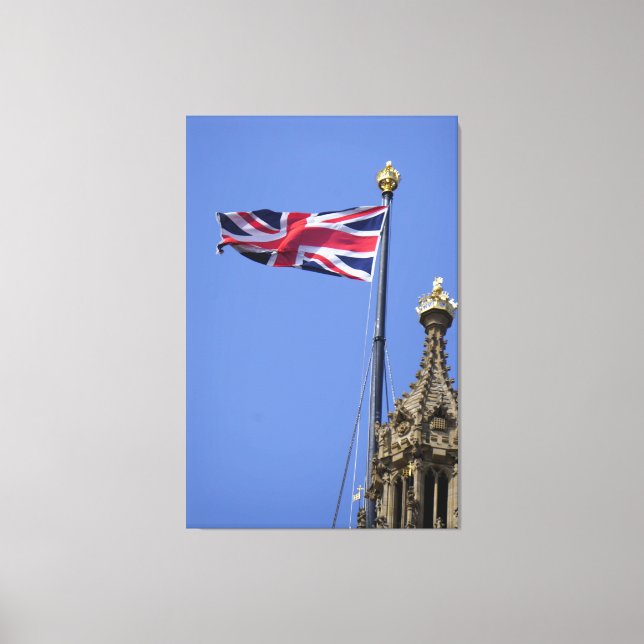 Impressão Em Tela Bandeira do Reino Unido que voa acima de Westminst (Frente)