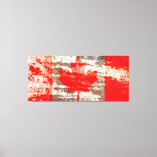 Impressão Em Tela Bandeira Grunge canadiana