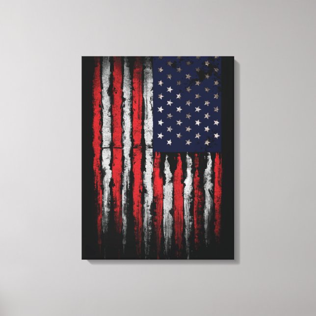 Impressão Em Tela Bandeira Grunge dos EUA (Frente)