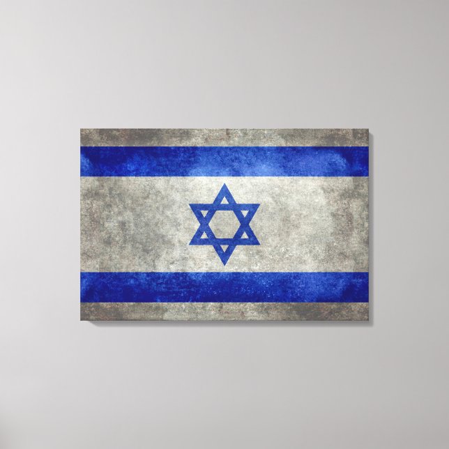 Impressão Em Tela Bandeira nacional israelita em textura de pedra (Frente)