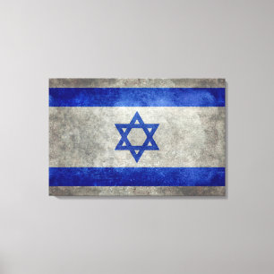 Impressão Em Tela Bandeira nacional israelita em textura de pedra