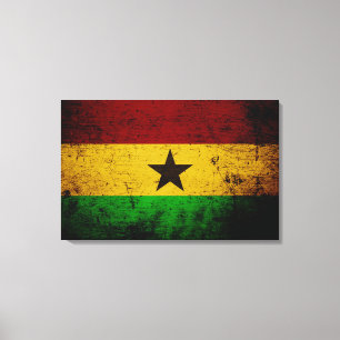 Impressão Em Tela Bandeira preta de Ghana do Grunge