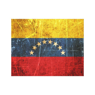 Impressão Em Tela Bandeira riscada e vestida do venezuelano do