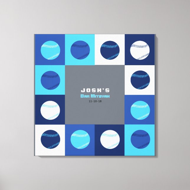 Impressão Em Tela BAR BASEBALL Bat Mitzvah Sign in Memory Conselho (Frente)