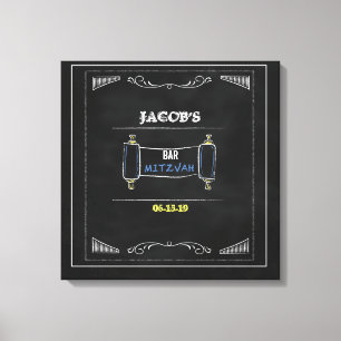 Impressão Em Tela BAR de Bat do CHALKBOARD Mitzvah - Sinal de Consel