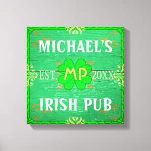 Impressão Em Tela Bar doméstico personalizável Irish Pub Green