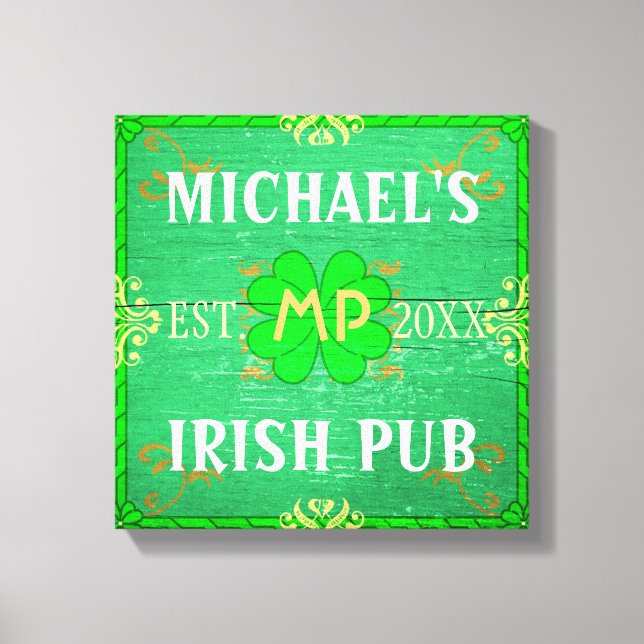 Impressão Em Tela Bar doméstico personalizável Irish Pub Green (Frente)