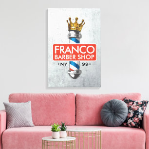 Impressão Em Tela Barber Hair Compra Rei Coroa Barbeiro Par Salão