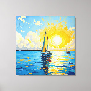 Impressão Em Tela Barco à vela ao pôr do sol
