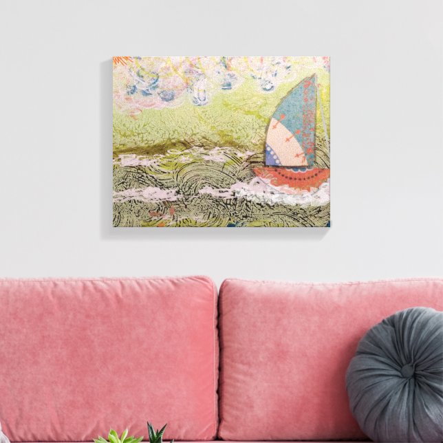 Impressão Em Tela Barco à Vela Art Déco (Insitu(Sala de estar))