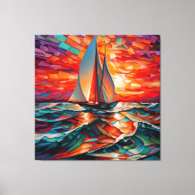 Barco a vela deslizando sobre um mar ondulado