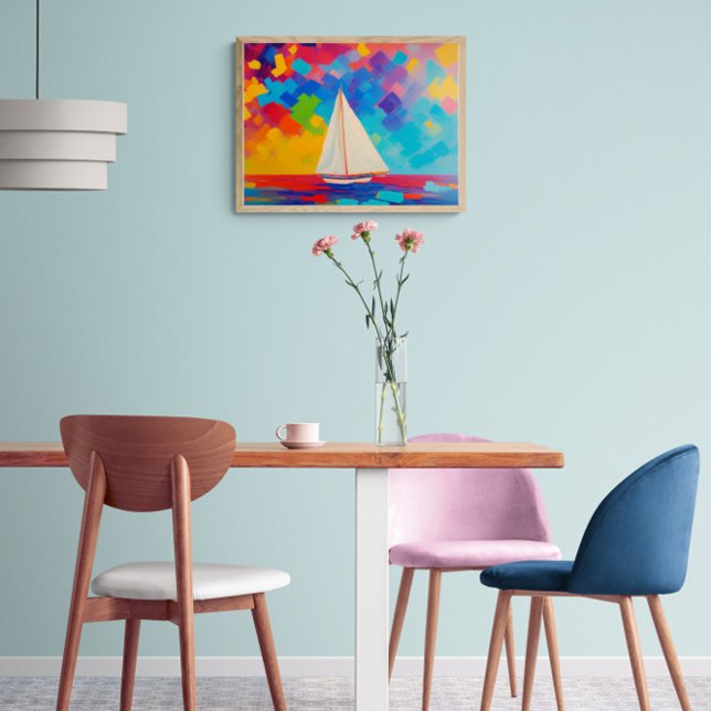 Impressão Em Tela barco com tinta no mar (Criador carregado)