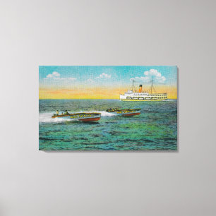 Impressão Em Tela Barco da velocidade na ilha de Catalina,