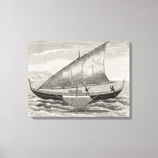 Impressão Em Tela Barco das Ilhas Mortlock com lança (Frente)
