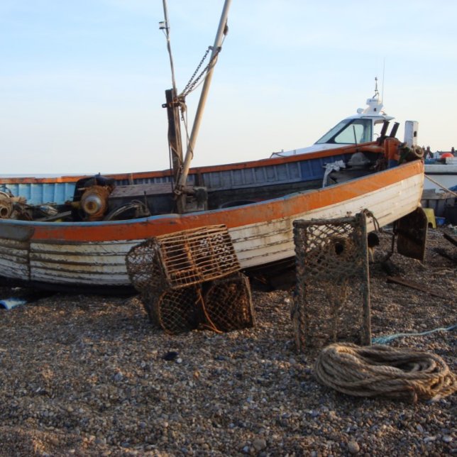 Impressão Em Tela barco de pesca à beira-mar na praia de sebble (Criador carregado)