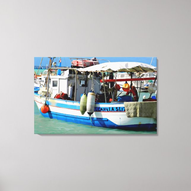 Impressão Em Tela Barco de pesca na costa da Toscana, pintura. (Frente)