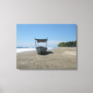 Impressão Em Tela Barco de Pesca na Praia da Costa Rica