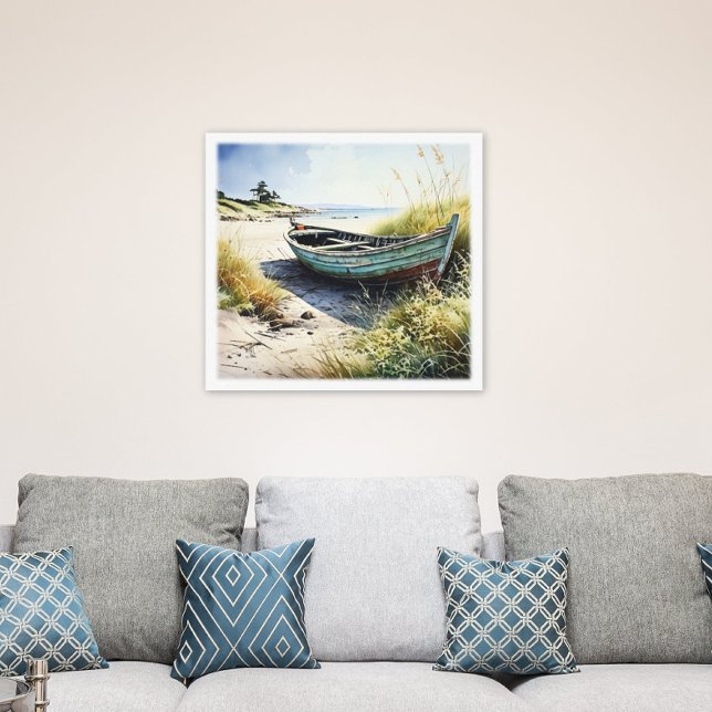 Impressão Em Tela Barco-linha abandonado costeiro (Coastal Abandoned Row Boat Canvas Print)