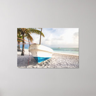 Impressão Em Tela Barco na praia