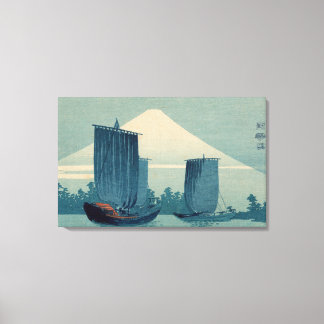Impressão Em Tela Barcos à vela e Monte Fuji - Uehara Konen