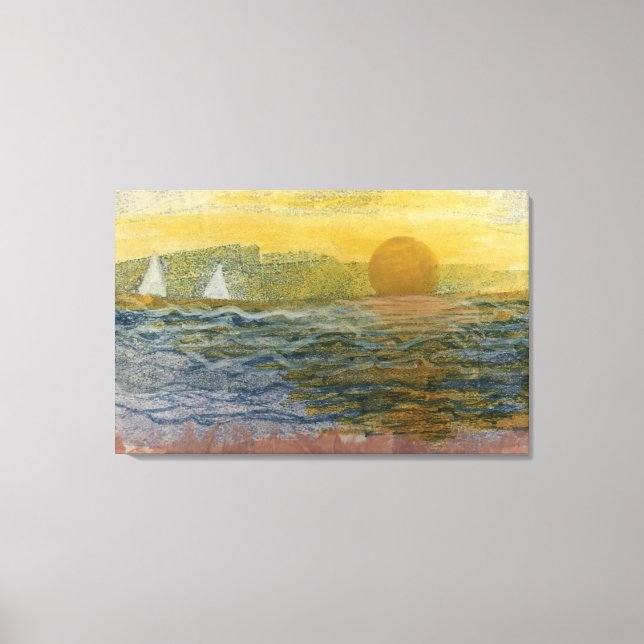 Impressão Em Tela Barcos à vela no Horizonte (Frente)